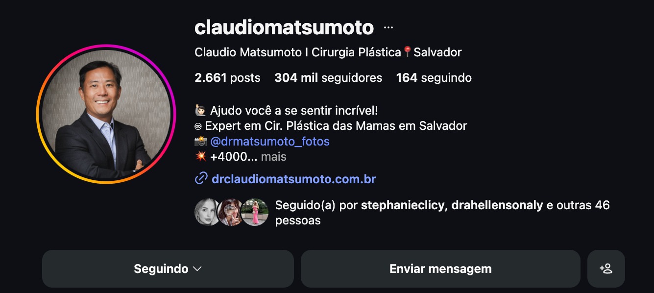 Perfil Dr. Claudio Matsumoto — Cirurgia Plástica, Salvador